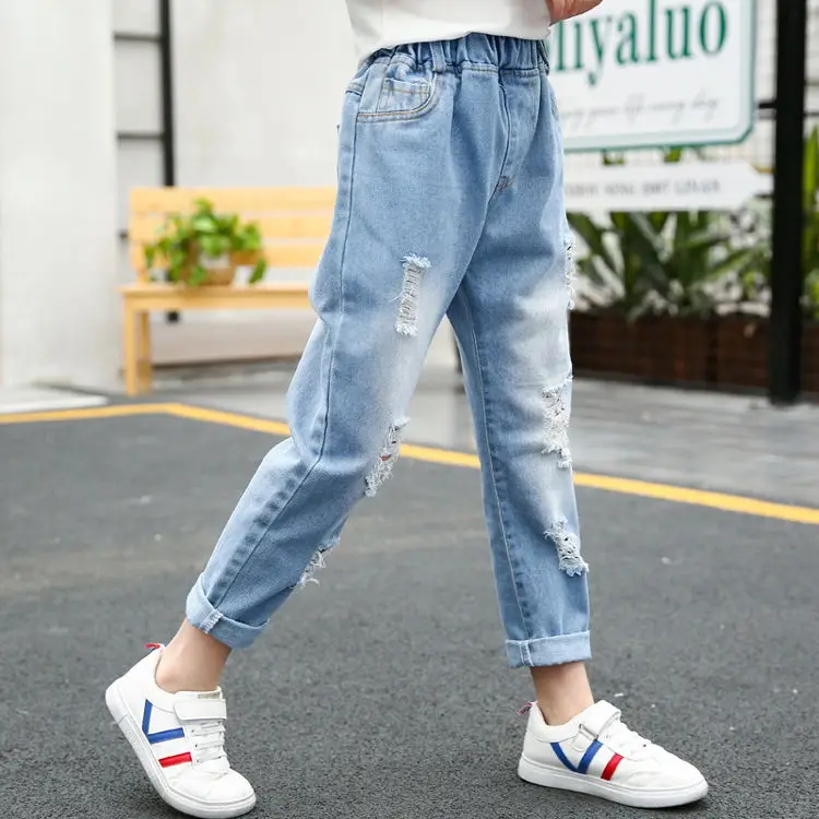 Wholesale Kid Girl Denim Trousers 2022 Hot Sell Kid Girl Latest Brand Design  Casual Ripped Jeans Denims Pants Trousers For Children From malibabacom