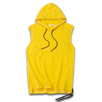 hot sale 5 colors summer mens hooded tank top vest Loose yellow vest for men sport good quality sportswear tank top for men