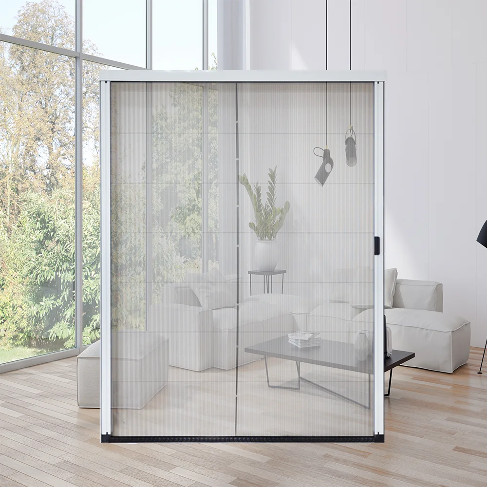 Windbreak Rod Pleated Mesh Folding Screen Door Trackless Sliding Moustiquaire Screen Window Moustiquaire Mosquito