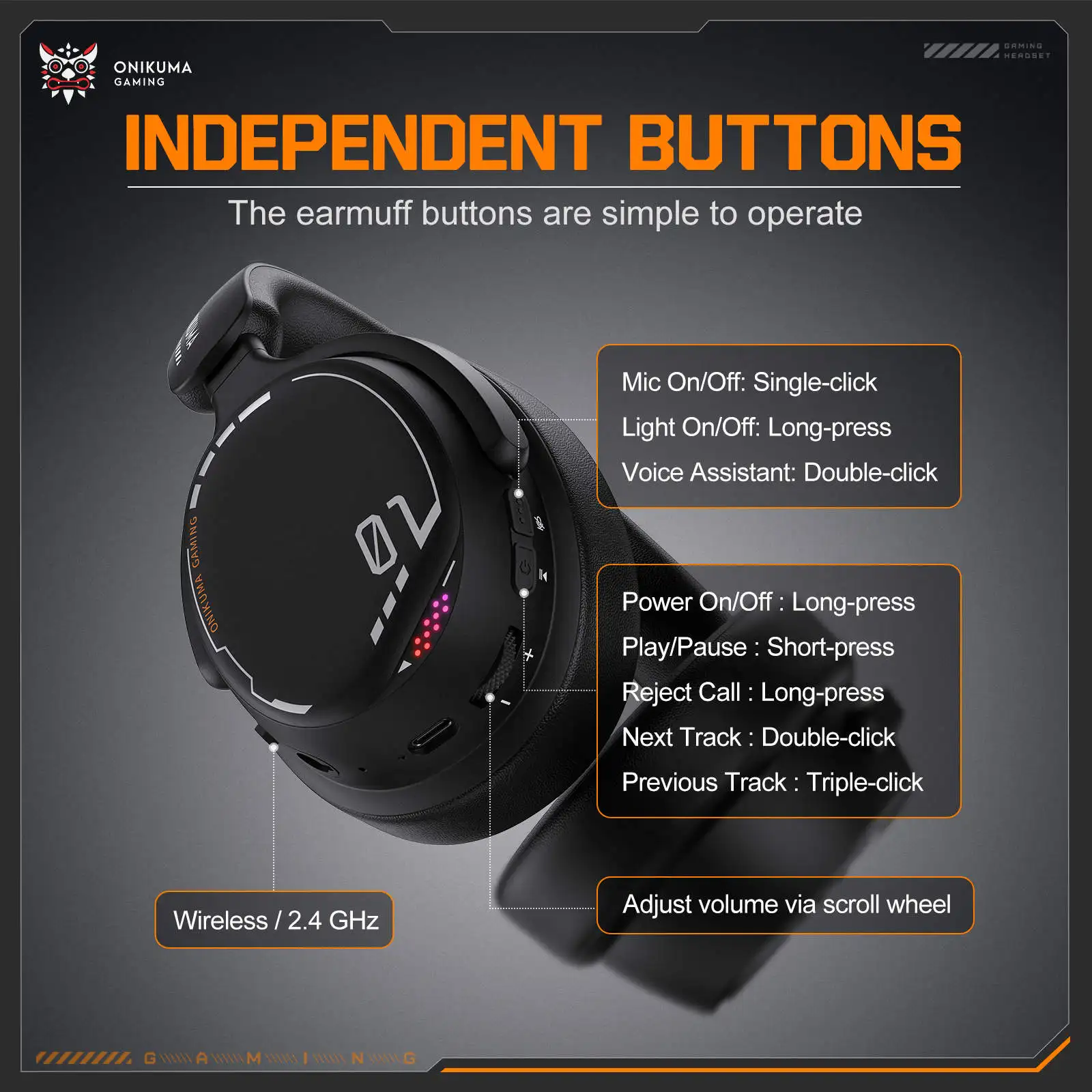 Auriculares Inalámbricos Gamer 2.4ghz ONIKUMA GT886 4 H5620bbddcb1e4623856fb745932a8892K
