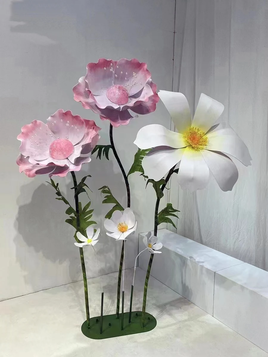 High Quality Luxury Giant Artificial Flowers Paper Flower Silk Giant