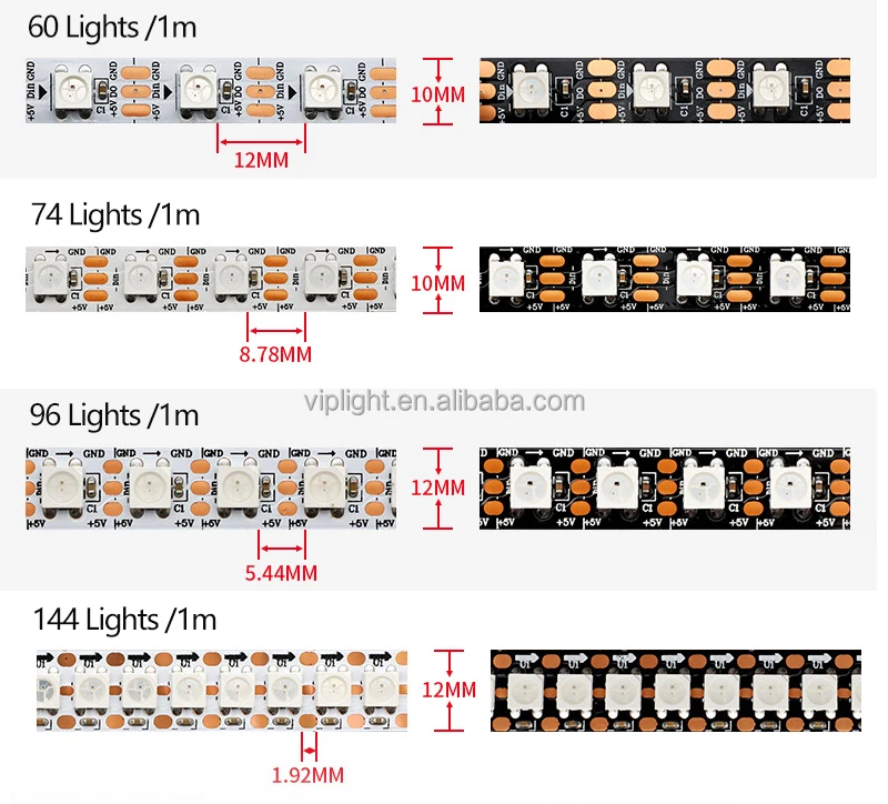 WS2812B Full Color RGB Addressable DC5V SMD5050 LED Strips