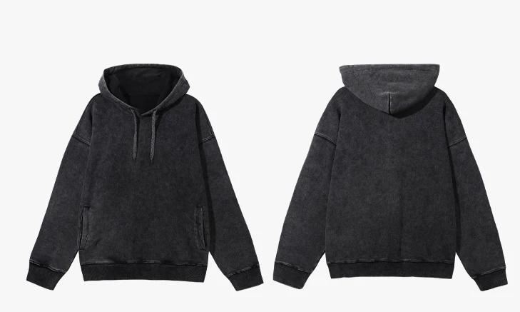 Custom Blank Washed Distressed Sweatshirt Vintage Hooded Men and Women
