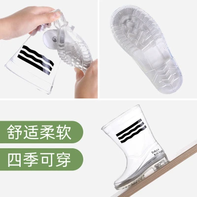 Модные Нескользящие резиновые сапоги-желе для детей, прозрачные резиновые сапоги для мальчиков и девочек, резиновые сапоги