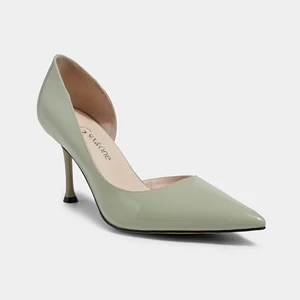 Light Beige Leather Stiletto Pumps Chic Design with Side Cutout Pointed Toe-for Office & Evening Events