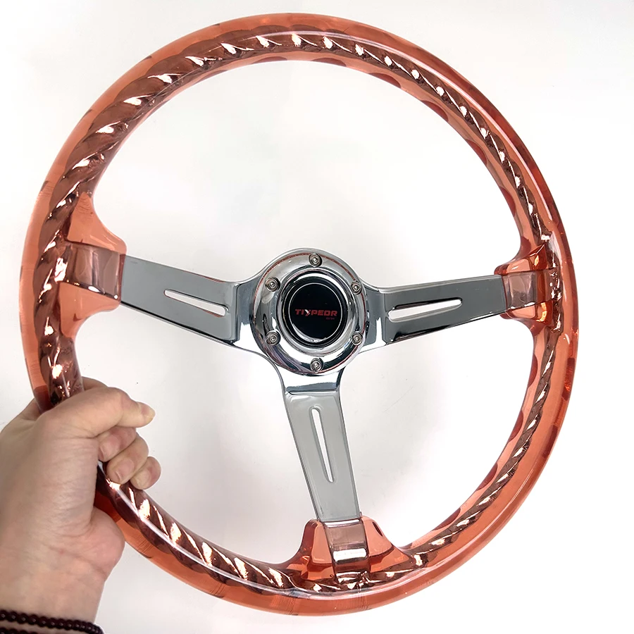 350mm Hitman Twist Crystal Acrylic Steering Wheel - Transparent