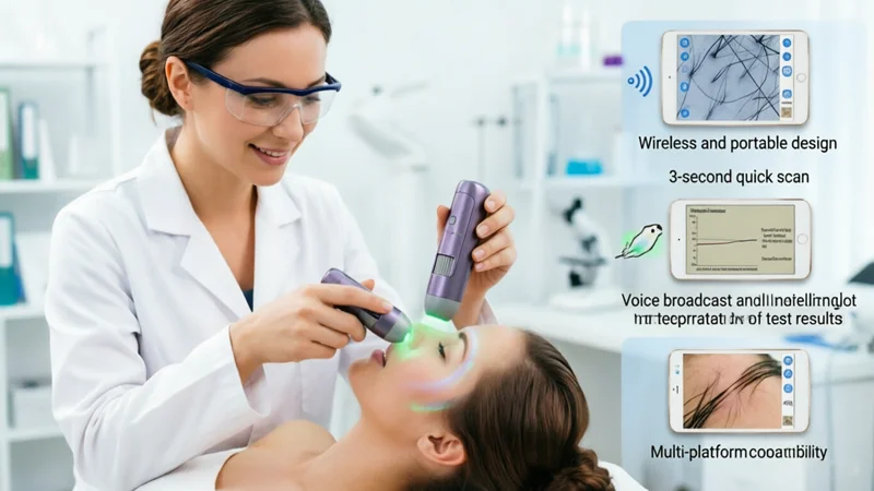 Microscope Portable 200X Avec LED Pour Smartphone - Dermatoscope Et Analyseur Cheveux Pour Enfants Et Adultes