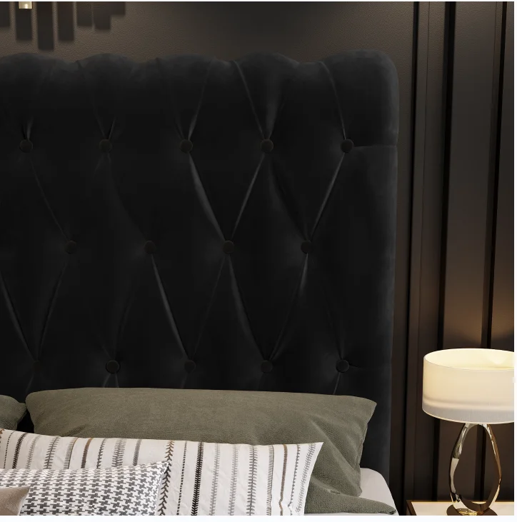 Free Sample Twin Storage Upholstered Leather Bed High Bed Head Queen Single Double Luxury  Matrimonial King Size Gas Lift Bed