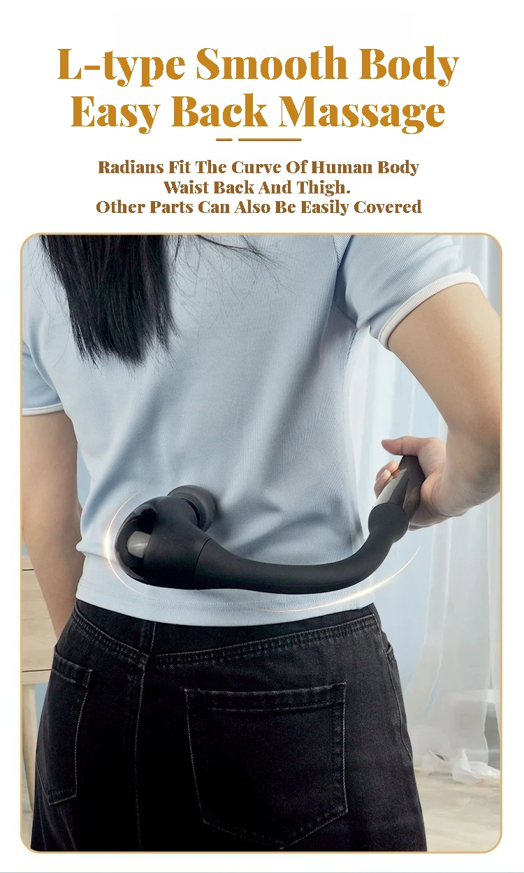 HEZHENG New Extended-Handle Massage Gun Back Powerful Percussion Fascia Gun Muscle Fatigue Relaxing Massage Device