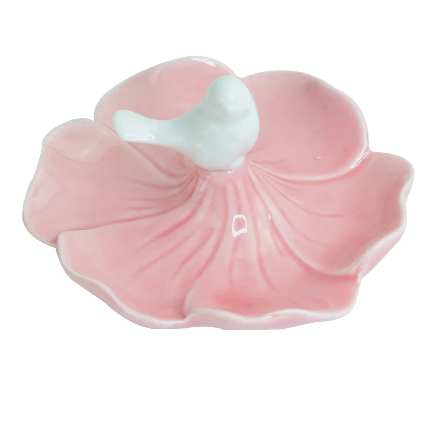 Custom Engagement Wedding Trinket Trays Ceramic Bird Ring Dish Holder