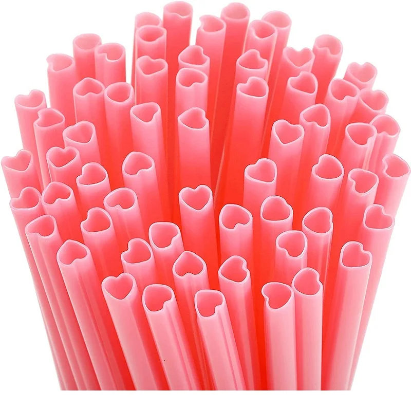 心形红色吸管塑料一次性饮用可爱吸管喝咖啡牛奶吸管生日派对 - buy