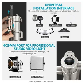 Neewer Pro 100% Stainless Steel C Stand Light Stand with Casters, Max. Height 14.4ft/440cm with 7ft/218cm Cross-Bar product image
