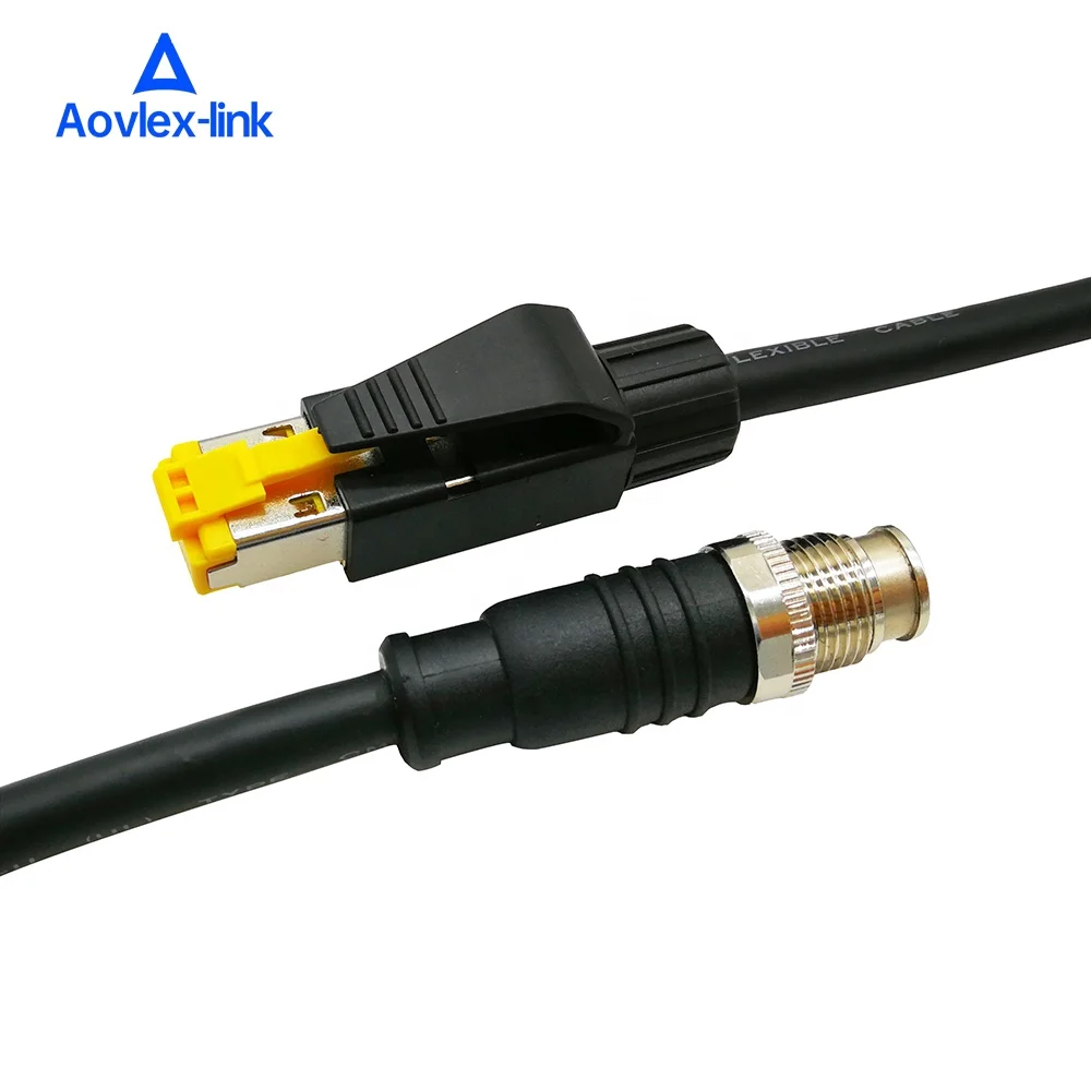 M12 X-code 8pin штекер к RJ45 Штекерный кабель промышленный разъем CAT6 ethernet-кабель цепь