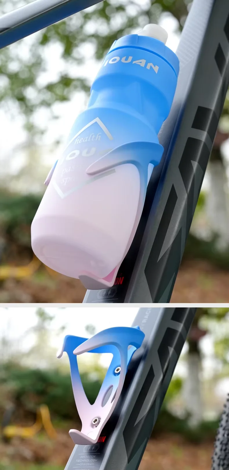 product customized lightweight high tenacity gradient color pc bicycle bottle holder for mountain  road bikes-9
