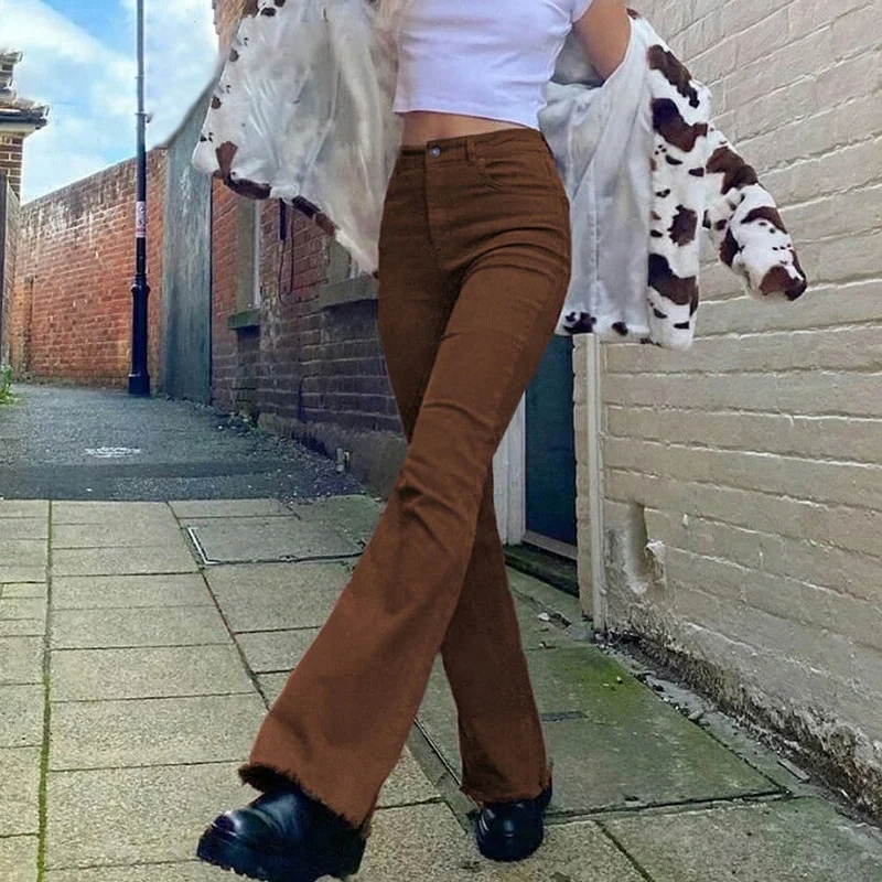 brown jeans flare