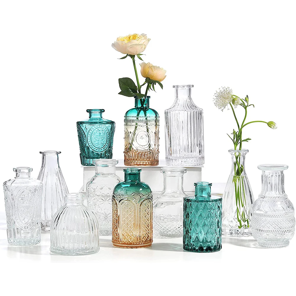 12pcs Glass Bud Vases In Bulk Small Flower Vases For Centerpieces