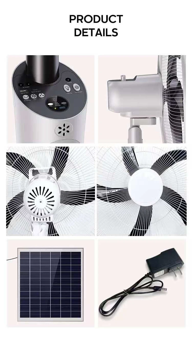 Electric Solar Standing Fan, Plastic, USB - detail 4