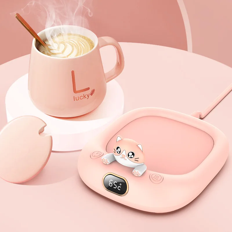 USB Cup Warmer Solid Hotplate 3 Temperature Adjustable LED Display Coffee  Milk Tea Water Mug Heater for Home Office Winter