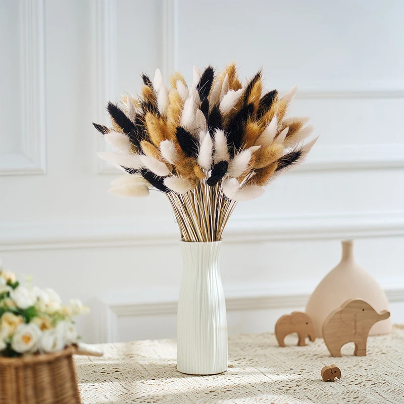 product wholesale black bunny rabbit tail grass bouquet dried flowers and plants home decoration flower arranging-58