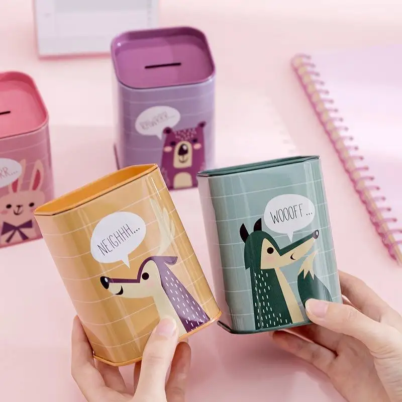 Factory Customized Metal Tin Piggy Bank for Kids Square Canister Saving Money Box Metal Coin Bank Tin Can With Openable Lid
