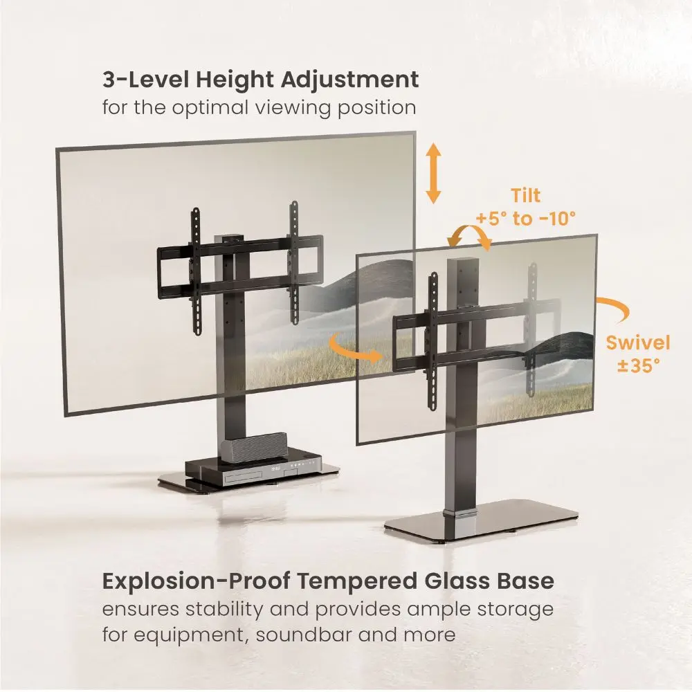Lumi 2024 Modern Simplicity Heavyduty Tv Tabletop Stand With Mount