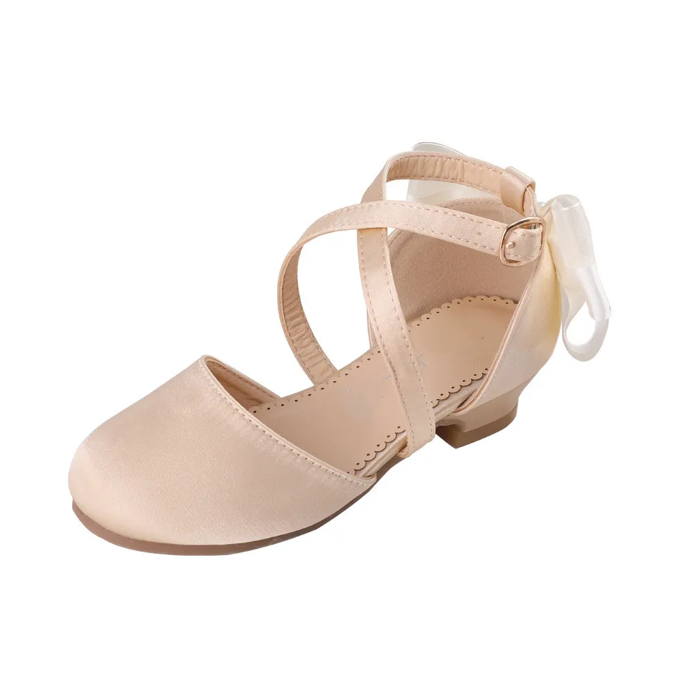 Boutique tacco alto in raso bianco bambini bambini principessa - Main Image