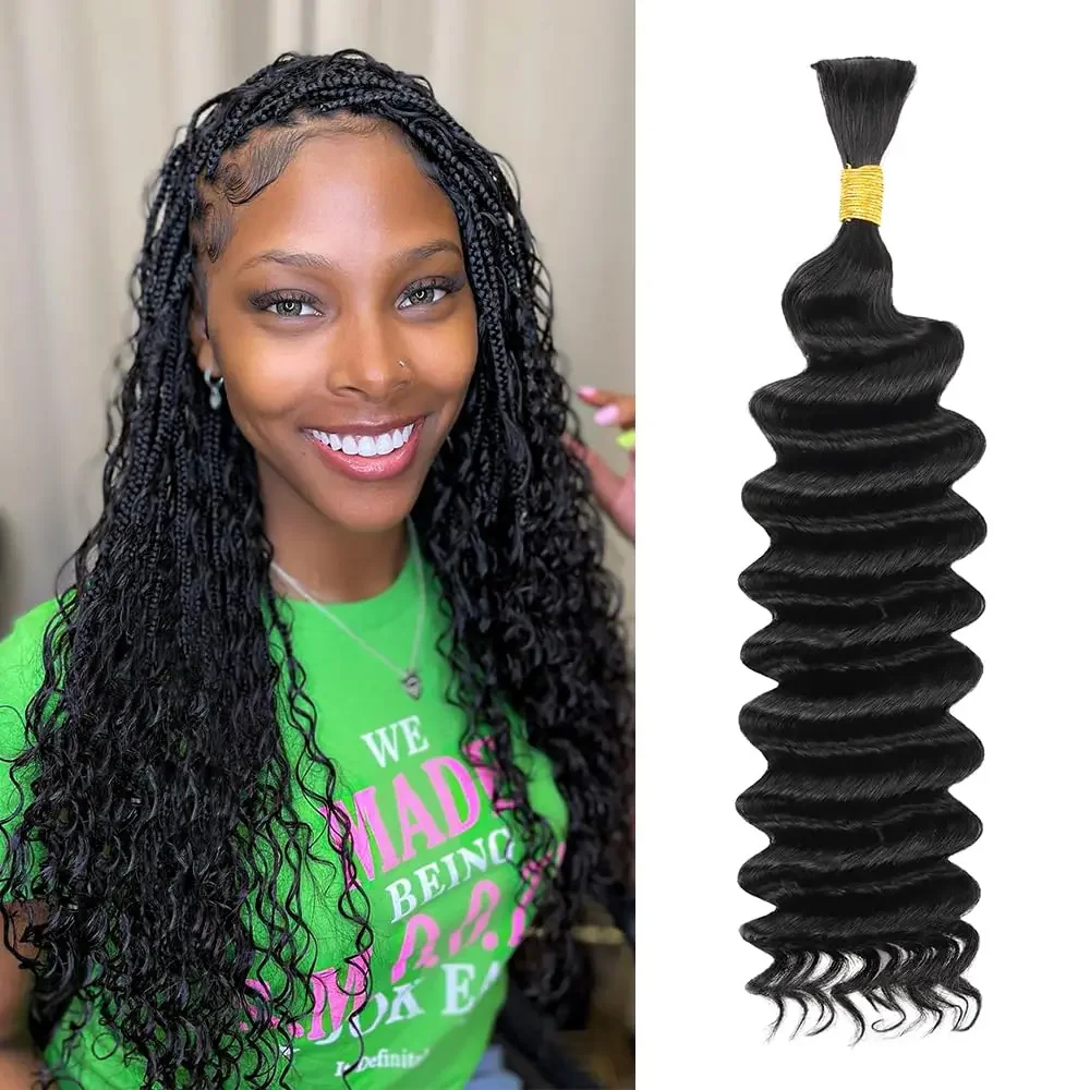 Human Braiding Hair Deep Wave Bulk Human Hair for Braiding 100% Unprocessed Curly Micro Hair Extensions_voghion.com