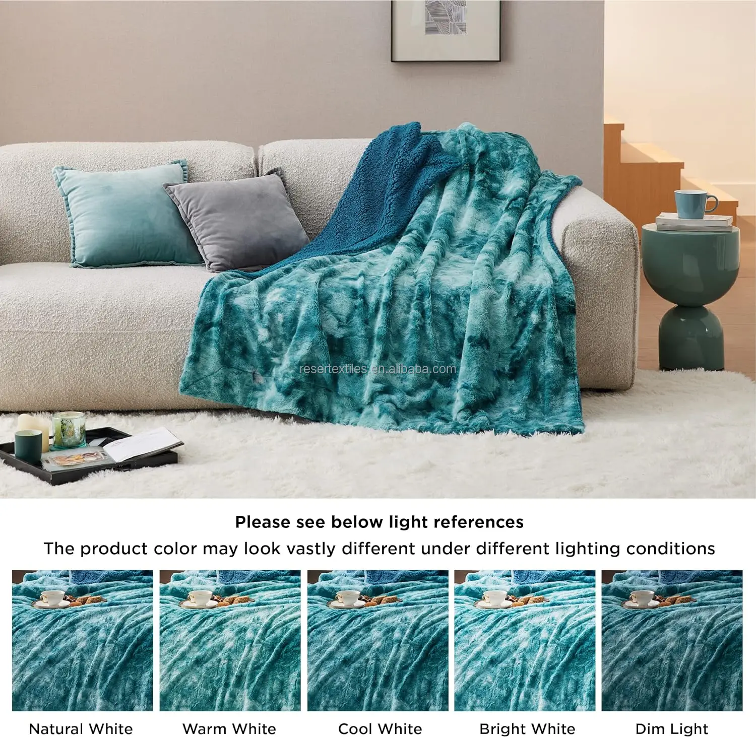 Luxury Plush Eco-Friendly Faux Fur Mink Throw Blanket Soft Lightweight Knitted Anti Dust Mite Winter Modern Home Decor Cozy