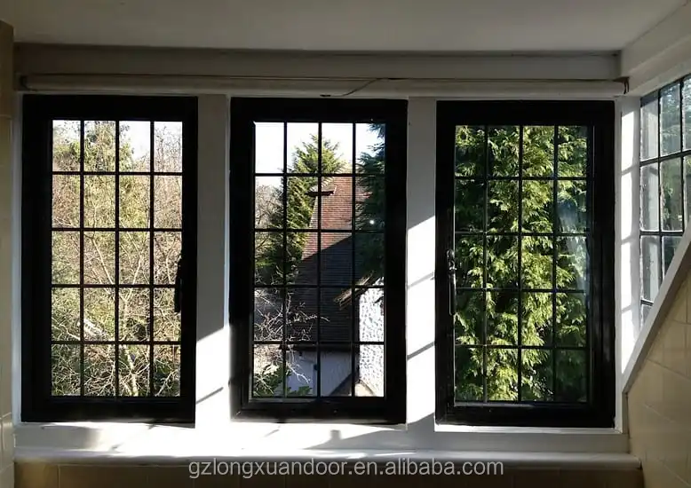 French Style Window Grill Design Wrought Iron Security Tempered Glass