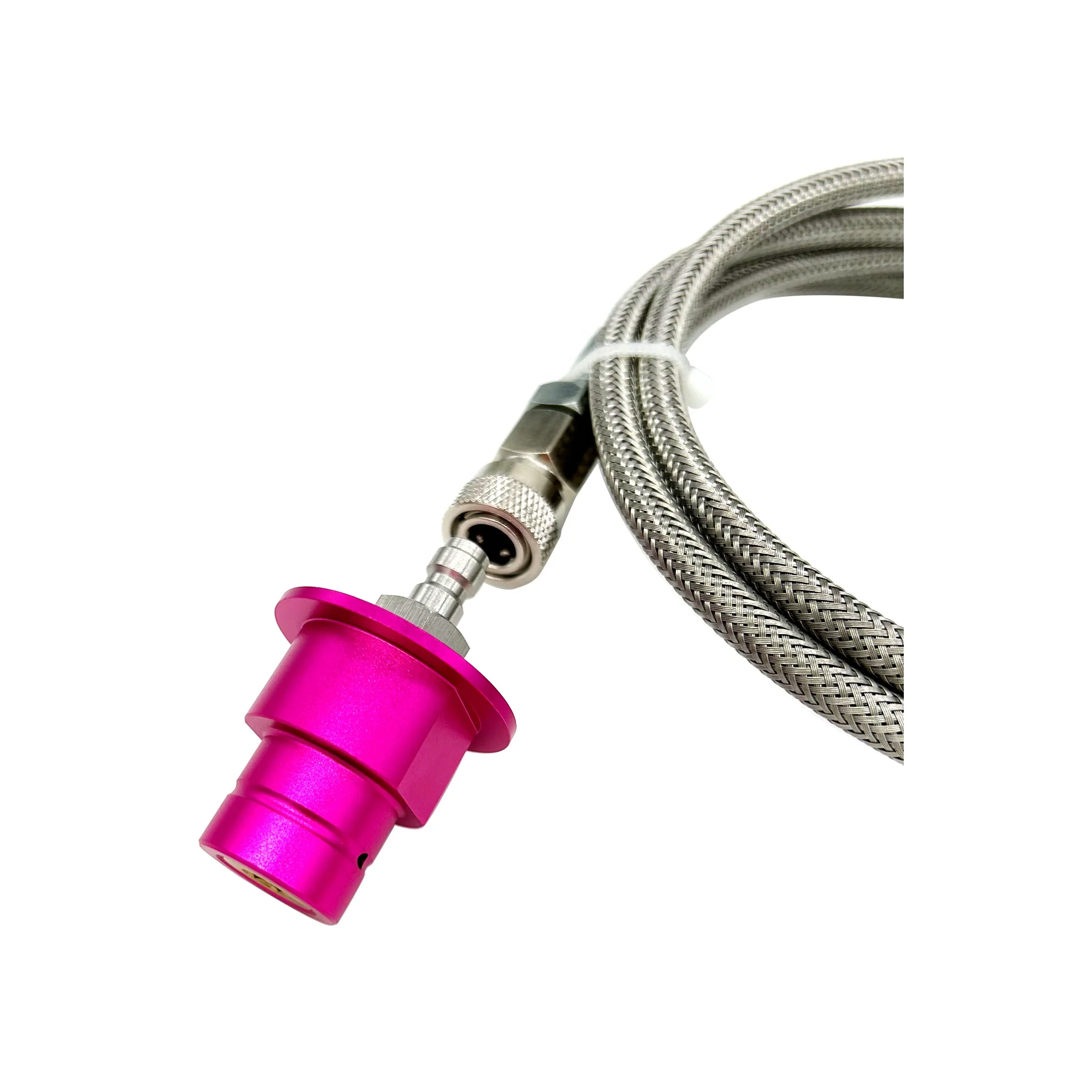 Soda Stream Quick Connect Terra DUO Art Pink Soda Machine to External CO2 Stainless Steel With Flow Control Ball Valve 60 Inches
