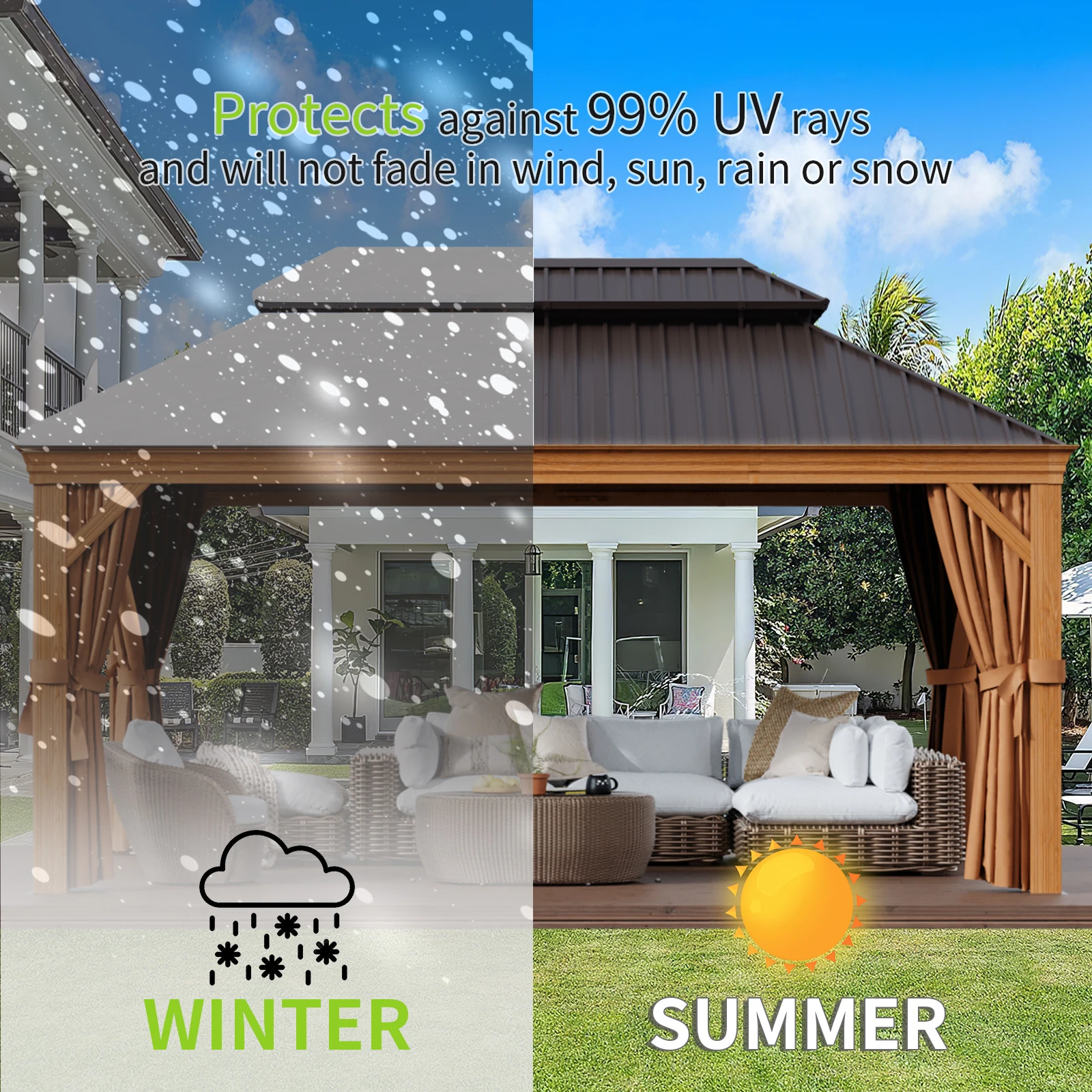 Luxury Outdoor Patio 12*16 Ft. Aluminum Gazebo Pavilion Luxury Outdoor Patio 12*16 Ft. Aluminum Gazebo Pavilion