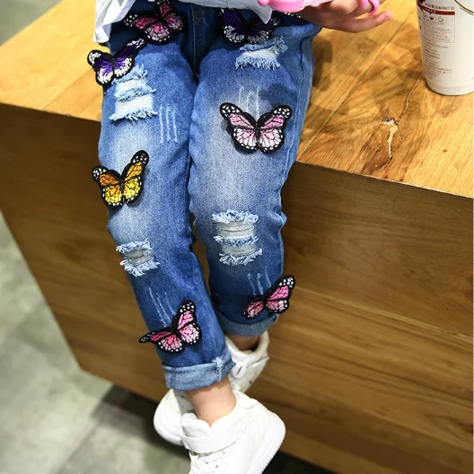 baby kids girls clothes jeans denim pants kids girls fashion trousers Butterfly 