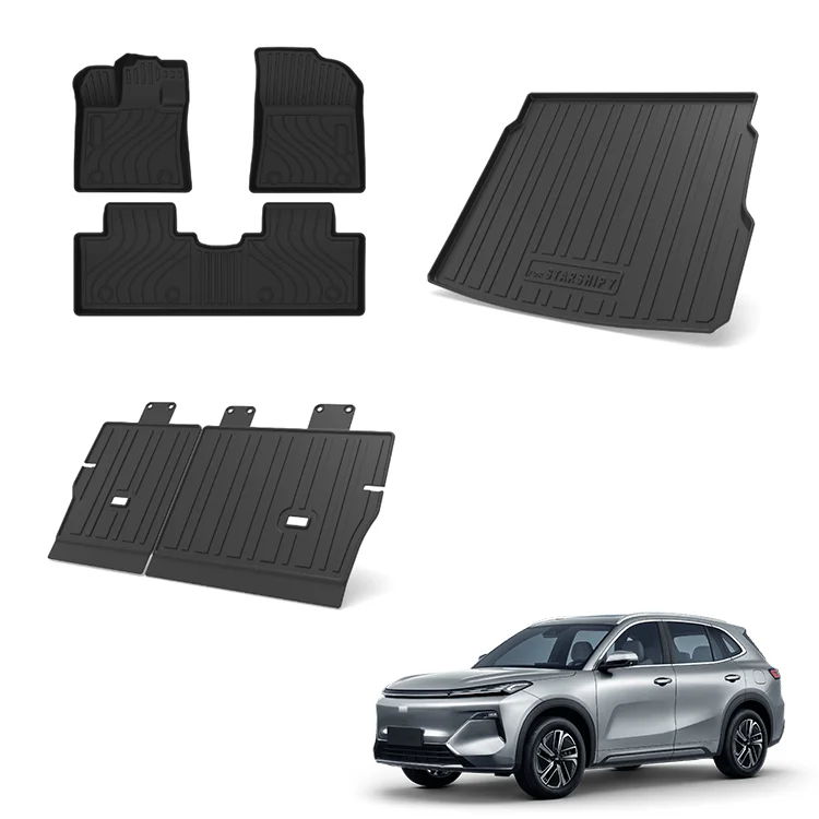 Tapete para Carro Maremlyn para Geely Galaxy Starship 7 EX5 EM-i, Tapetes para Piso em TPE, Forro para Bagageiro e Conjunto Protetor para Bancos Traseiros, Acessórios para Carro EV