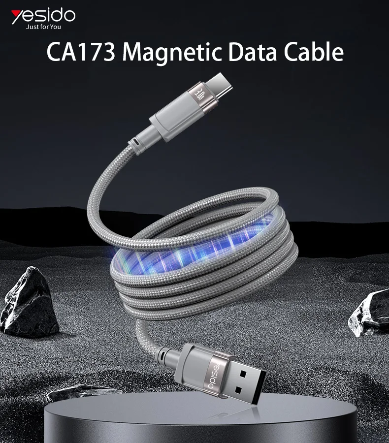 Yesido USB to Type-C 1 Meters Length Max 18W Fast Charging Magnetic Data Cable