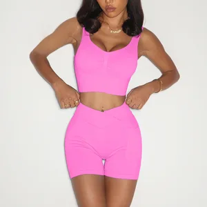 Wholesale Seamless Activewear Women Sports Gym Fitness Shorts Sets Yoga Sports Bra Top Fitness Workout Clothes for Women