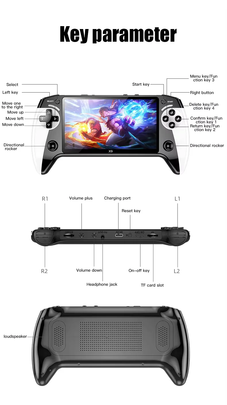 Hot Sale Handheld Game Players Retro 500 in 1 Portable Gaming Console for Psp Ps2 Arcade X9 Game Console