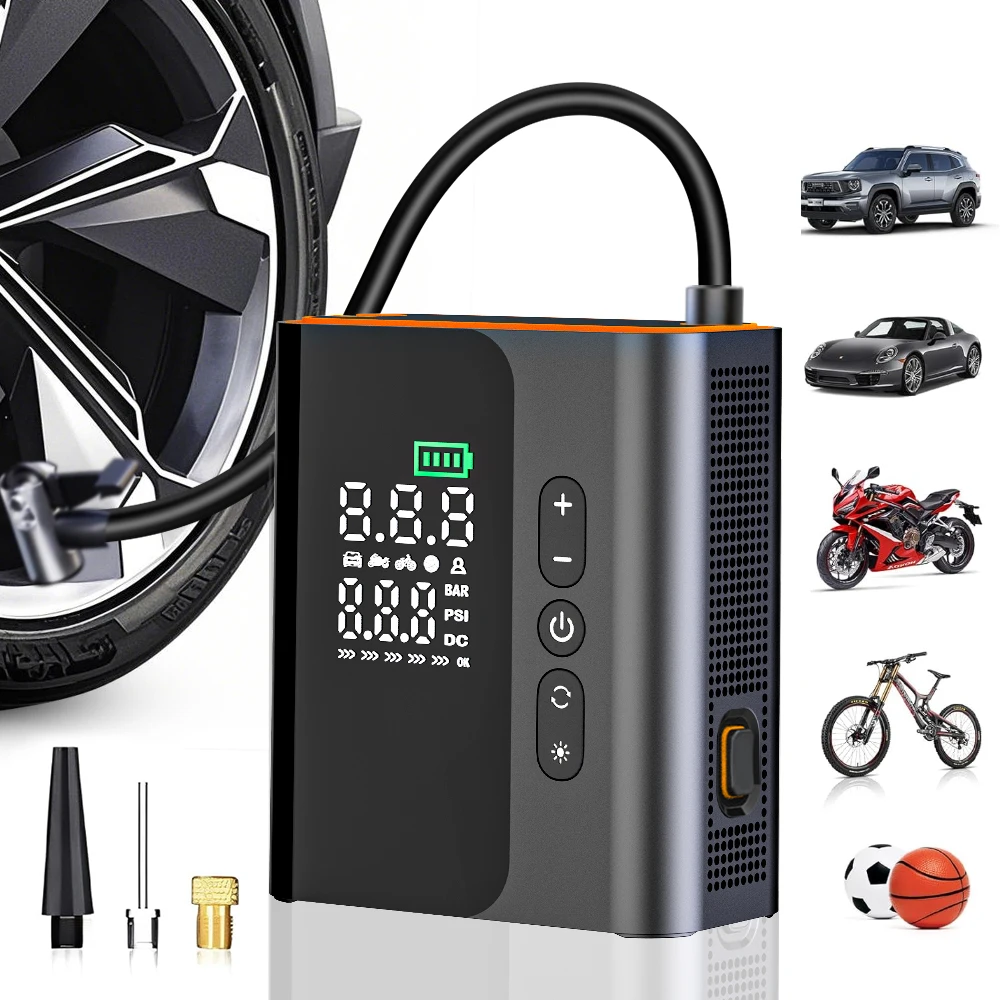 Smart Tyre Inflator Wireless Portable Air Pump Compressor Car Bike Motorcycle Basketball Tire Pressure Monitor 12V LCD Pressure
