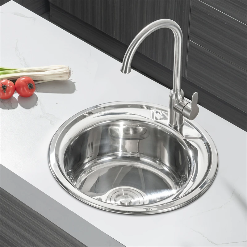 Round Stainless Steel Sink whole Set with Strainer Single Bowl for Kitchen or Bathroom Undermount Sink Cheap Price