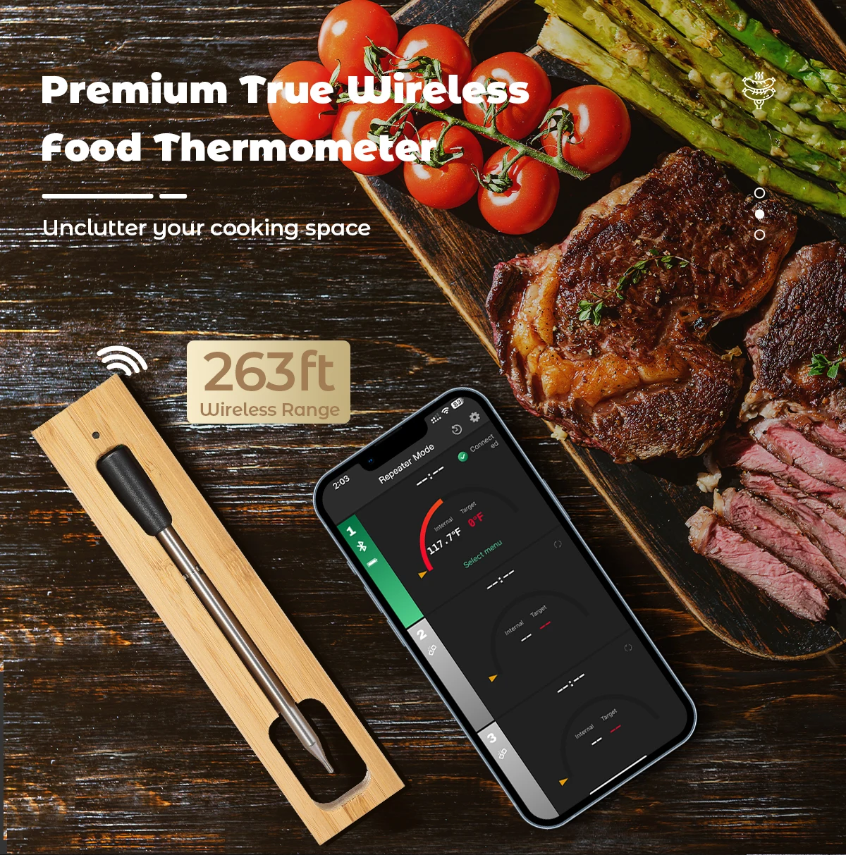 Wireless Smart Meat Thermometer BBQ Thermometer with Instant Read Probe -  China Wireless Meat Thermometer, Smart Meat Thermometer