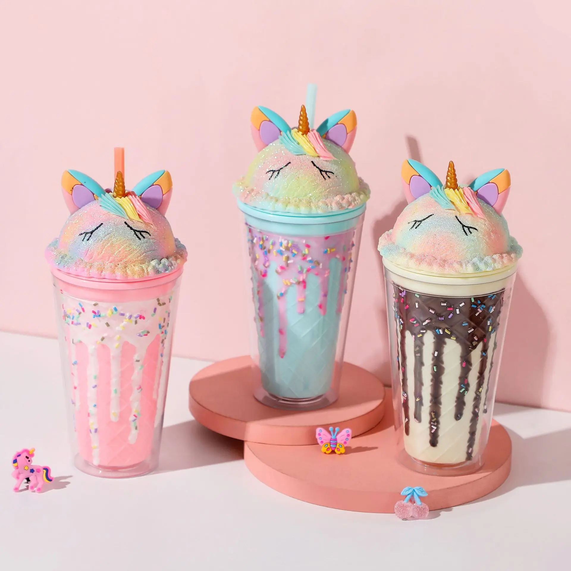 New Design Cute Unicorn Plastic Cold Water Cups With Lid And Straw Ice  Cream Unicorn Design Water Bottle - Buy New Design Cute Unicorn Plastic  Cold Water Cups With Lid And Straw