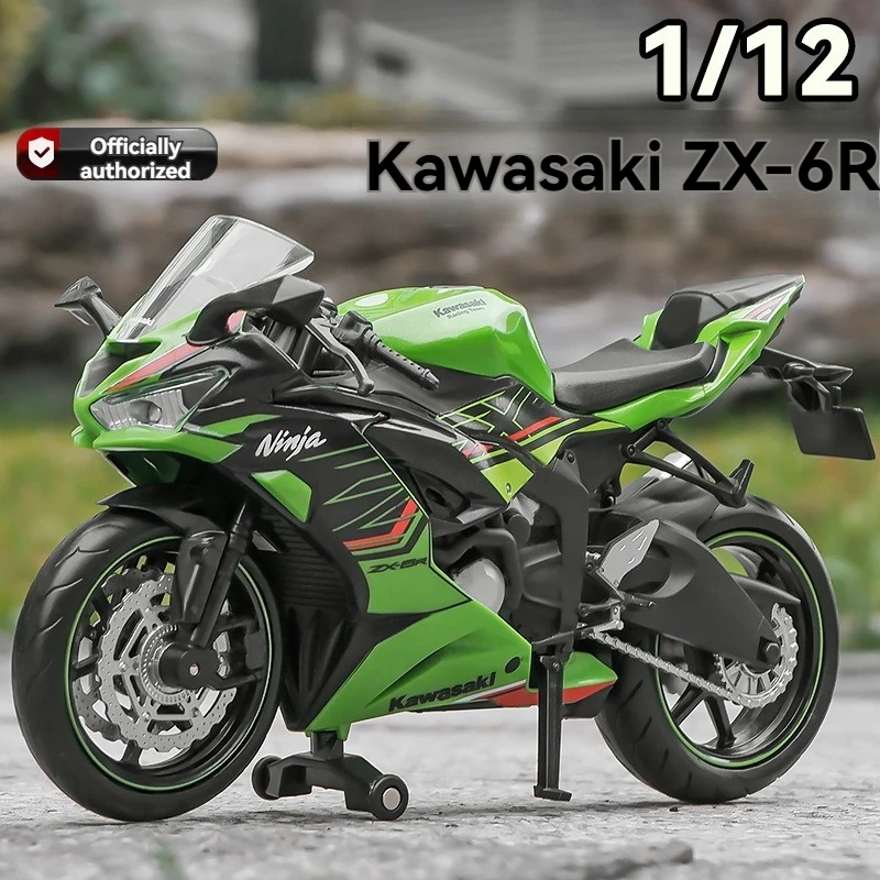Diecast 1:12 Kawasaki Ninja ZX-6R Model Pullback Kids Toy
