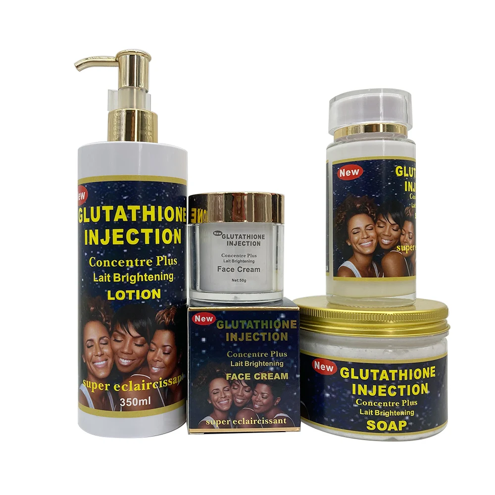 glutathion lait eclaircissant OEM Change Logo Super with Collagen for Remove All Hyperpigmentation & Melasma Skincare Set Gluta White Shower Gel: