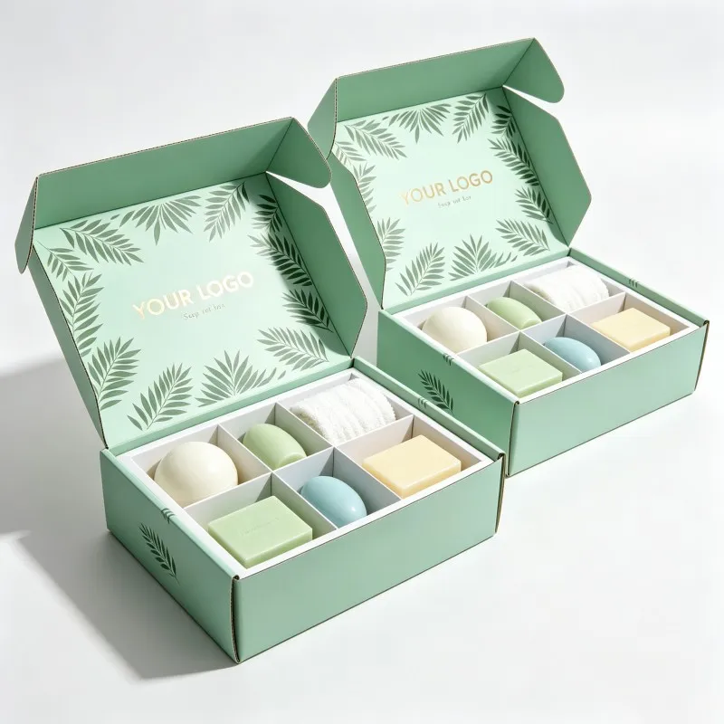 Cutie cadou pliabilă pentru bombe de baie și săpun, din hârtie kraft ecologică cu siglă personalizată, pentru afaceri mici