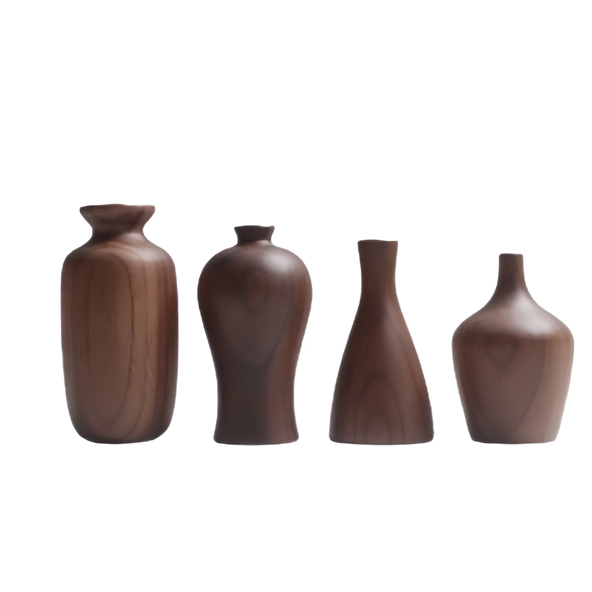 Jarrones de Alta Calidad en Madera de Nogal Adornos Tallados a Mano Artesanía en Madera para Decoración del Hogar Arreglo Floral Pequeño