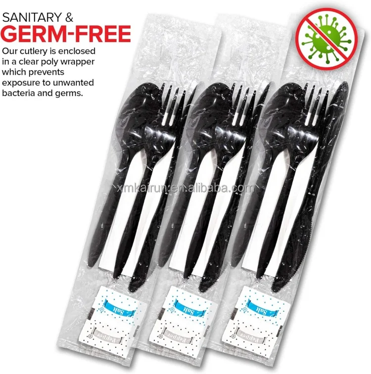 China Manufacturer Disposable Fork Spoon Knife Teaspoon Cutlery Set with Customized logo Wrapped