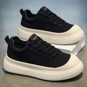 Trendy Mens Board Shoes Thick Soled Height Increasing Casual Round Toe Comfortable Anti Slip Wear-resistant Skateboard Shoes