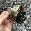 Bison leather-ink green-starlight magnetic clasp