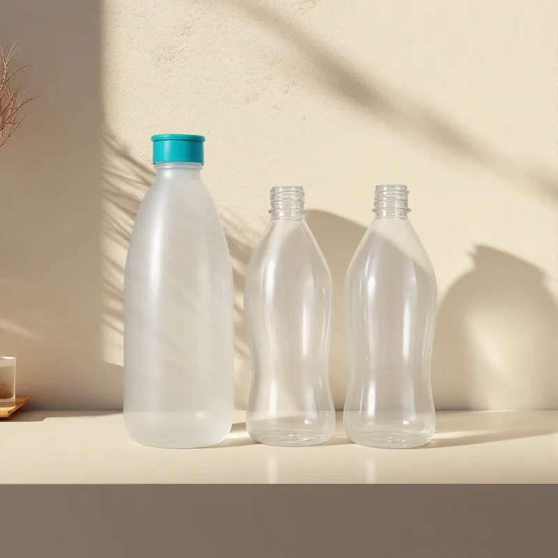 Wholesale Custom Logo Design Reusable 500 1000ml Transparent Sealed Sleek Small PET Plastic Juice Milk Bottles