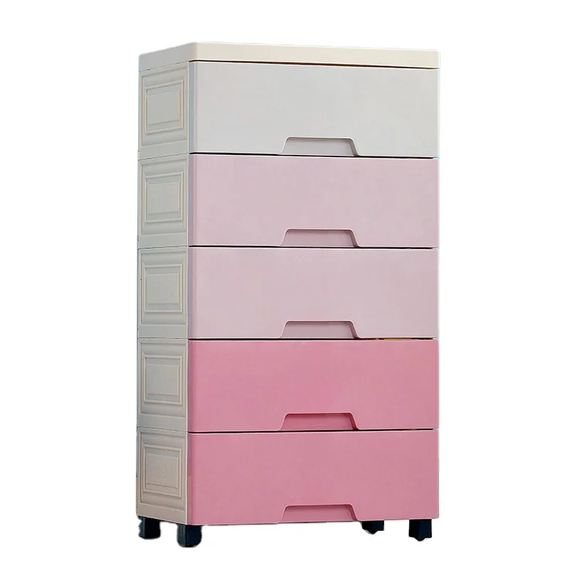 Haogle European Gradient Color Wardrobe 3 Layers Living Room Furniture Bedroom Set Kid Plastics Storage Cabinet Drawers