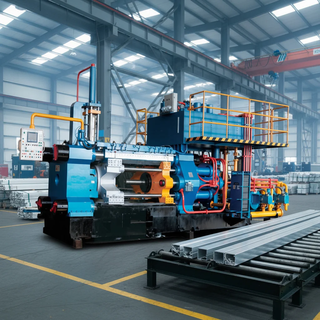 Aluminium extrusion press, 55 kW, 25,000 kg